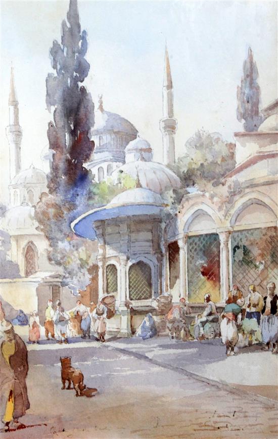 J. Pavlikevitch (Russian circa 1900) View of the Grand Mosque, Constantinople 17 x 11.25in.